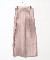 ヴィンテージ ユーズド 古着 ストライプ柄 モヘア スカート 茶