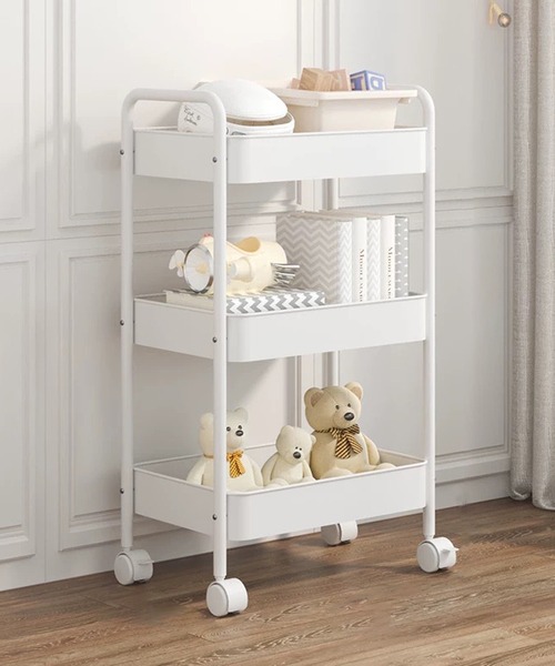 somni / ソニ 】3段 キャスター付きバイカラー キッチンワゴン（収納