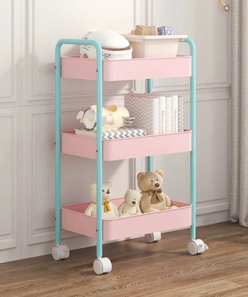 somni / ソニ 】3段 キャスター付きバイカラー キッチンワゴン（収納