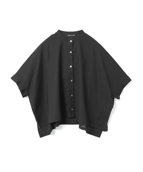 mizuiroind（ミズイロインド）の「mizuiro ind リネンスタンドカラーワイドシャツ（シャツ/ブラウス・レディース・オフホワイト/ブルー/ネイビー/ブラック/ライトブルー・FREE）」の3枚目の写真