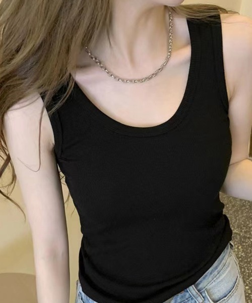 Beststore(ベストストア)の「トップス タンクトップ リブ 選べる2type ショートタンク レイヤード(タンクトップ・レディース・ライトグレー/ダークグレー/ホワイト/ブラック・SHORT/TALL)」の22枚目の写真