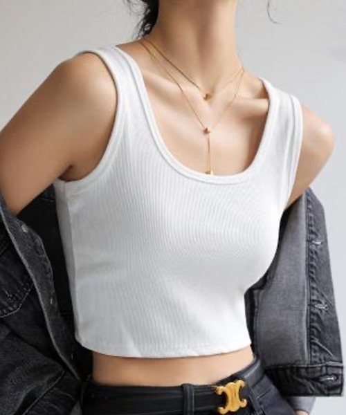 Beststore(ベストストア)の「トップス タンクトップ リブ 選べる2type ショートタンク レイヤード(タンクトップ・レディース・ライトグレー/ダークグレー/ホワイト/ブラック・SHORT/TALL)」の12枚目の写真