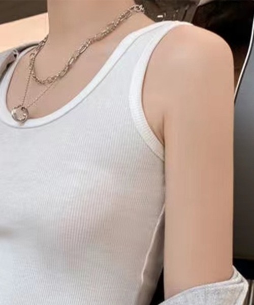 Beststore(ベストストア)の「トップス タンクトップ リブ 選べる2type ショートタンク レイヤード(タンクトップ・レディース・ライトグレー/ダークグレー/ホワイト/ブラック・SHORT/TALL)」の16枚目の写真