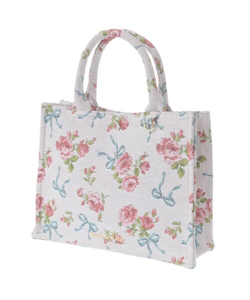 Maison de FLEUR（メゾンドフルール）の「ローズリボン柄ゴブランスクエアトートSバッグ（トートバッグ・レディース・オフホワイト・FREE）」の4枚目の写真