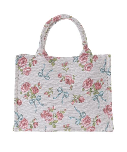 ローズリボン柄ゴブランスクエアトートSバッグ（トートバッグ