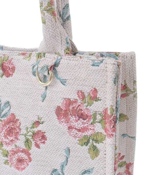 ローズリボン柄ゴブランスクエアトートSバッグ（トートバッグ