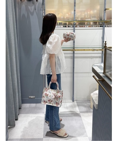 メゾン ド フルール（Maison de FLEUR）/ローズリボン柄ゴブランスクエアトートSバッグ ローズリボン柄ゴブランスクエアトートSバッグ（トートバッグ