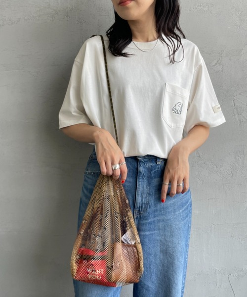 JEANS FACTORY （ジーンズファクトリー）の「[ODDMENT/オッドメント] ネット 巾着ポーチ（ショルダーバッグ・レディース・カーキ/オリーブ・ONE SIZE）」の7枚目の写真