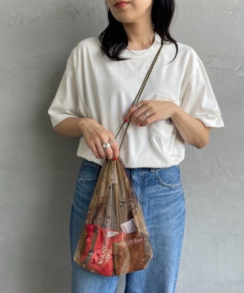 JEANS FACTORY （ジーンズファクトリー）の「[ODDMENT/オッドメント] ネット 巾着ポーチ（ショルダーバッグ・レディース・カーキ/オリーブ・ONE SIZE）」の9枚目の写真