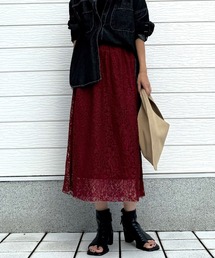 【新品タグ付き】ラトータリテ　ミックスツイード台形スカート　レッド　日本製 新品タグ付き】ラトータリテ ミックスツイード台形スカート