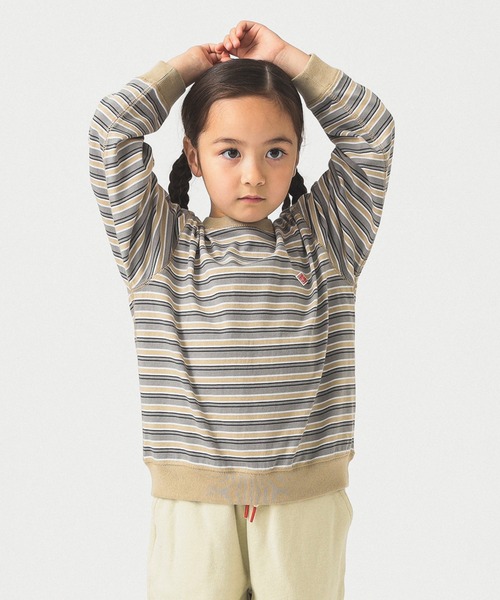 DANTON（ダントン）の「DANTON / KIDS' LONG SLEEVE SWEAT T-SHIRT STRIPE 2025SS（105～135cm）（Tシャツ/カットソー・キッズ・ベージュ/ネイビー・115/105/135/125）」の2枚目の写真