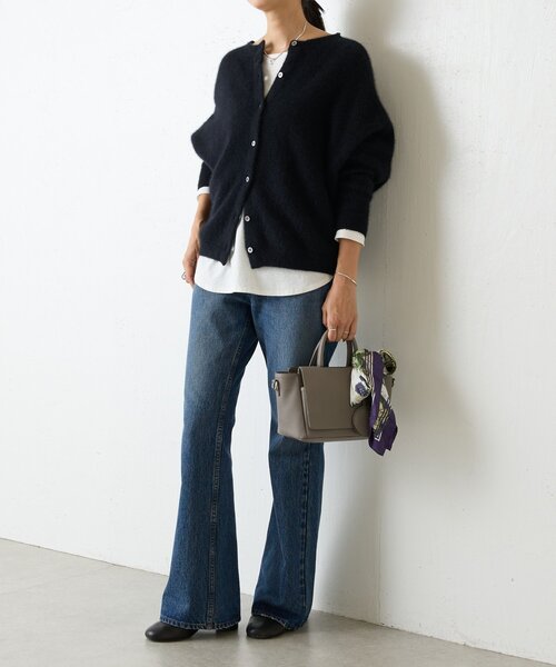 るん　ビアズリー FOXウール後ろボタンニット　値下げ ビアズリー BEARDSLEY FOXウール後ろボタンニット （black