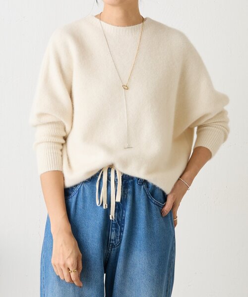 ビアズリー　FOXウール後ろボタンニット　モカ FOXウール後ろボタンニット（ニット/セーター）｜BEARDSLEY