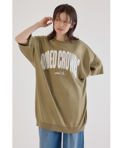RODEO CROWNS WIDE BOWL(ロデオクラウンズワイドボウル)の「CURVE LOGOコンビニットワンピース(ワンピース・レディース・オレンジ/カーキ/アイボリー/ブラック・FREE)」の1枚目の写真