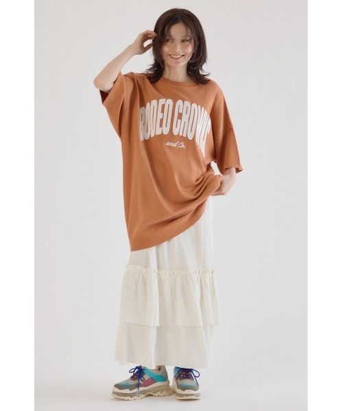 RODEO CROWNS WIDE BOWL(ロデオクラウンズワイドボウル)の「CURVE LOGOコンビニットワンピース(ワンピース・レディース・オレンジ/カーキ/アイボリー/ブラック・FREE)」の6枚目の写真