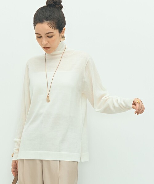 手洗い可能》《アンサンブル対応》18G天竺ハイネックプルオーバー