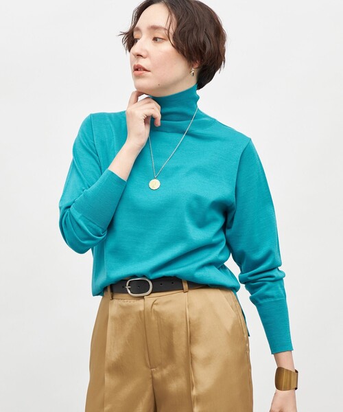 NOLLEY’S（ノーリーズ）の「《手洗い可能》《アンサンブル対応》18G天竺ハイネックプルオーバーニット（ニット/セーター・レディース・ベビーピンク/オフホワイト/レッド/ブラック/ブラウン/ミント/イエロー/グレー/ホワイト系その他4・38）」の6枚目の写真