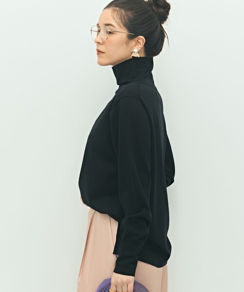 手洗い可能》《アンサンブル対応》18G天竺ハイネックプルオーバー