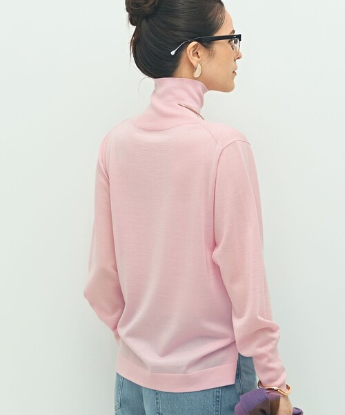 手洗い可能》《アンサンブル対応》18G天竺ハイネックプルオーバー