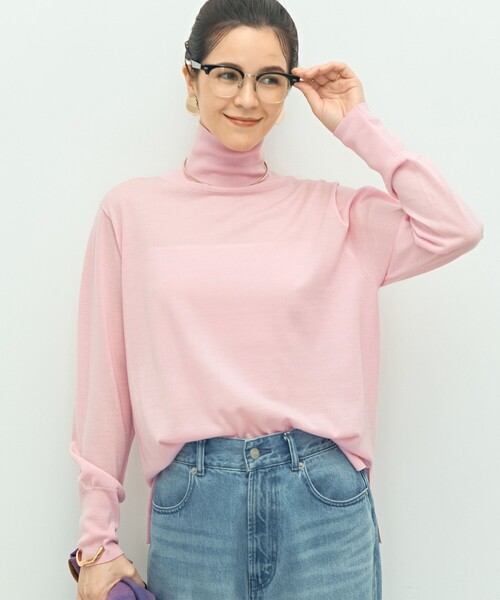 ノーリーズ　18G天竺ハイネックプルオーバーニット 手洗い可能》《アンサンブル対応》18G天竺ハイネックプルオーバー