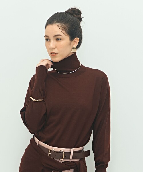 NOLLEY’S（ノーリーズ）の「《手洗い可能》《アンサンブル対応》18G天竺ハイネックプルオーバーニット（ニット/セーター・レディース・ベビーピンク/オフホワイト/レッド/ブラック/ブラウン/ミント/イエロー/グレー/ホワイト系その他4・38）」の22枚目の写真