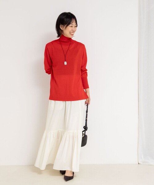 手洗い可能》《アンサンブル対応》18G天竺ハイネックプルオーバー