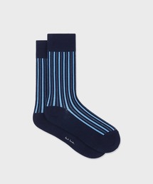 ソックス/靴下（ブルー・ネイビー/青色系・ストライプ柄）ファッション