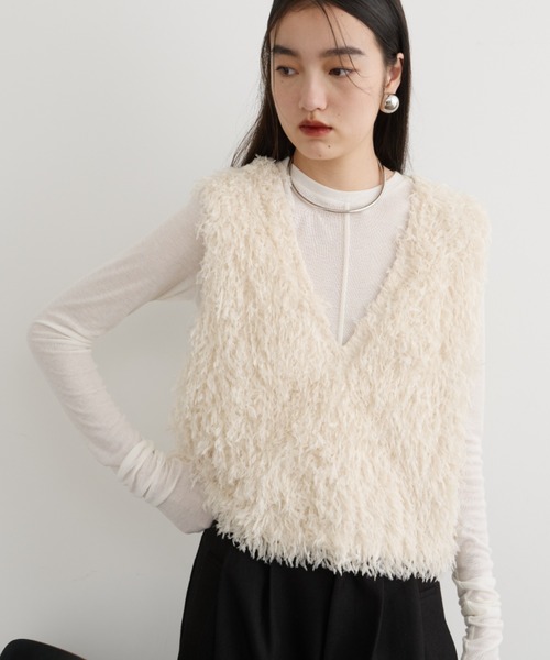 【ACLENT】2wayファーベスト マルチWAYスタンドカラーFauxファーベスト｜ACLENT（アクレント）