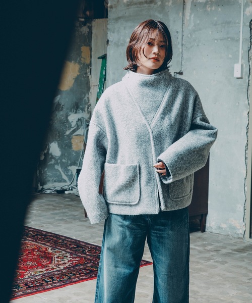 mintdesigns(ミントデザインズ)の「MARBLE WOOLY JACKET(ブルゾン・レディース・ブラック/グレー・ONESIZE)」の1枚目の写真