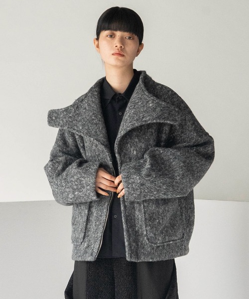 mintdesigns(ミントデザインズ)の「MARBLE WOOLY JACKET(ブルゾン・レディース・ブラック/グレー・ONESIZE)」の2枚目の写真