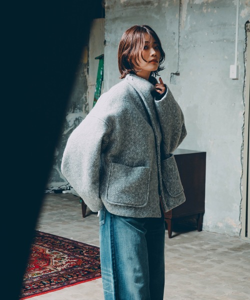 mintdesigns(ミントデザインズ)の「MARBLE WOOLY JACKET(ブルゾン・レディース・ブラック/グレー・ONESIZE)」の12枚目の写真