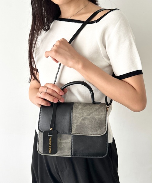 LOVALOT(ラバロット)の「【上品切替デザイン】スクエアフェイクレザーミニショルダーバッグ(ショルダーバッグ・レディース・ブラック/ブラウン/ホワイト・FREE)」の9枚目の写真