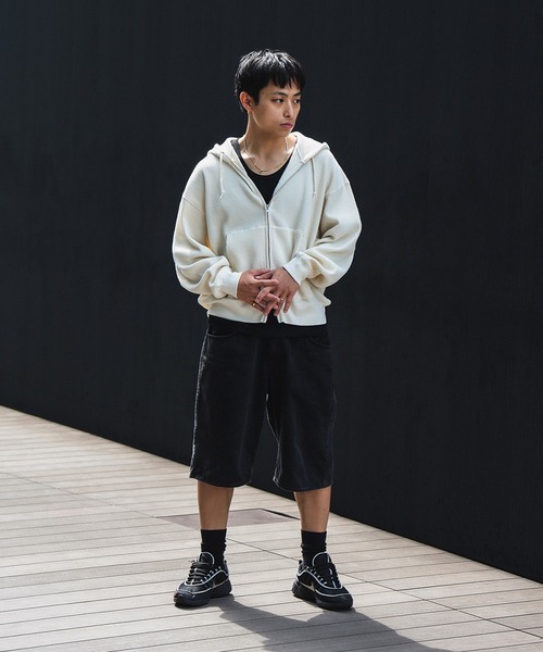 BEAMS T（ビームスティー）の「BEAMS T / Waffle Full Zip Hoodie  ワッフル フル ジップ フーディー（パーカー・メンズ・ブラック/ナチュラル・XL/L/M/S）」の18枚目の写真