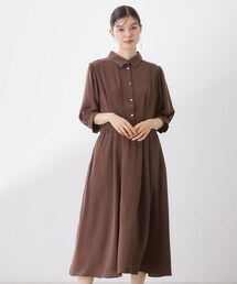 THE SHOP TK （ザ ショップ ティーケー ）の「5分袖シャツワンピース【接触冷感/防シワ/吸水速乾/UVケア/洗濯機OK】（ワンピース）」