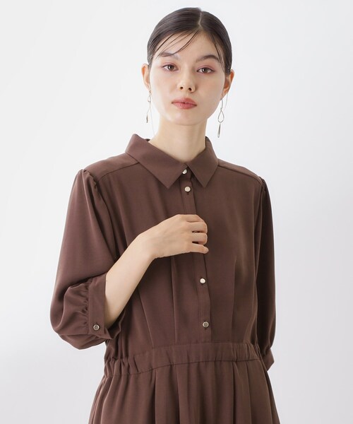 THE SHOP TK （ザ ショップ ティーケー ）の「5分袖シャツワンピース【防シワ/吸水速乾/UVケア/洗濯機OK】（ワンピース・レディース・パープル系4/ダークブラウン/スミクロ・12/13）」の8枚目の写真