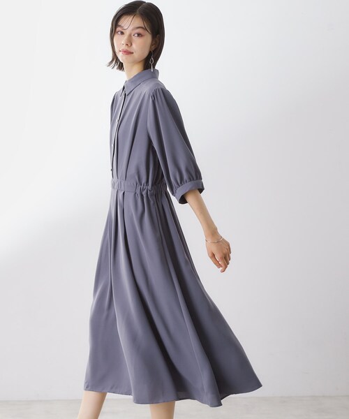 THE SHOP TK （ザ ショップ ティーケー ）の「5分袖シャツワンピース【防シワ/吸水速乾/UVケア/洗濯機OK】（ワンピース・レディース・パープル系4/ダークブラウン/スミクロ・12/13）」の13枚目の写真