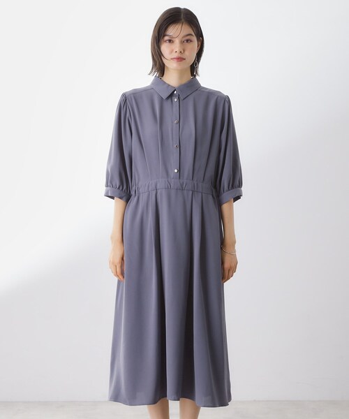 THE SHOP TK （ザ ショップ ティーケー ）の「5分袖シャツワンピース【防シワ/吸水速乾/UVケア/洗濯機OK】（ワンピース・レディース・パープル系4/ダークブラウン/スミクロ・12/13）」の16枚目の写真