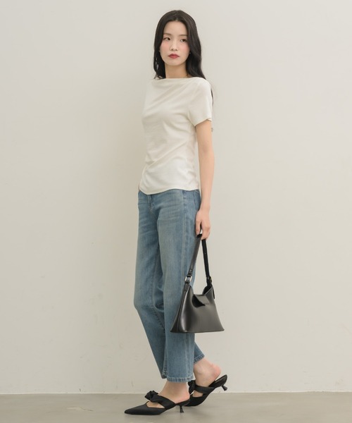 NEUNA（ヌナ）の「ワンショルハーフスリーブトップス（Tシャツ/カットソー・レディース・ベージュ/ブラック/オフホワイト/イエロー・FREE）」の13枚目の写真