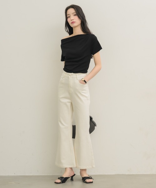 NEUNA（ヌナ）の「ワンショルハーフスリーブトップス（Tシャツ/カットソー・レディース・ベージュ/ブラック/オフホワイト/イエロー・FREE）」の20枚目の写真