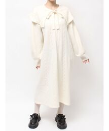 ケープリボンニットワンピース
