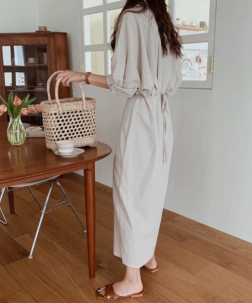 cammie(キャミー)の「ドルマンシャツワンピース(シャツワンピース・レディース・アイボリー/ブラック・M/L)」の3枚目の写真