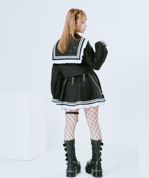 TRAVAS TOKYO(トラバス トウキョウ)の「『TRAVAS TOKYO/トラバス トーキョー』セーラーフリルセットアップ(セットアップ・レディース・ブラック×パープル/グレー/ブラック×ホワイト・M)」の7枚目の写真