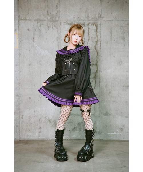 TRAVAS TOKYO(トラバス トウキョウ)の「『TRAVAS TOKYO/トラバス トーキョー』セーラーフリルセットアップ(セットアップ・レディース・ブラック×パープル/グレー/ブラック×ホワイト・M)」の13枚目の写真