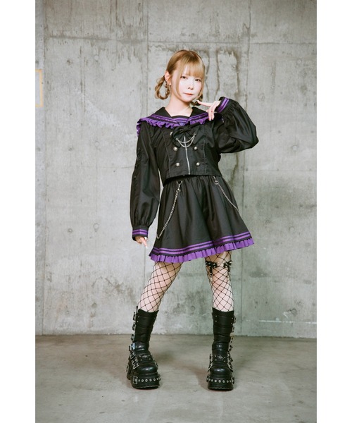 TRAVAS TOKYO(トラバス トウキョウ)の「『TRAVAS TOKYO/トラバス トーキョー』セーラーフリルセットアップ(セットアップ・レディース・ブラック×パープル/グレー/ブラック×ホワイト・M)」の14枚目の写真