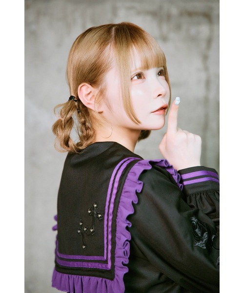 TRAVAS TOKYO(トラバス トウキョウ)の「『TRAVAS TOKYO/トラバス トーキョー』セーラーフリルセットアップ(セットアップ・レディース・ブラック×パープル/グレー/ブラック×ホワイト・M)」の16枚目の写真