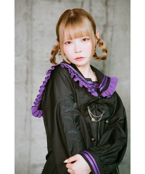 TRAVAS TOKYO(トラバス トウキョウ)の「『TRAVAS TOKYO/トラバス トーキョー』セーラーフリルセットアップ(セットアップ・レディース・ブラック×パープル/グレー/ブラック×ホワイト・M)」の15枚目の写真