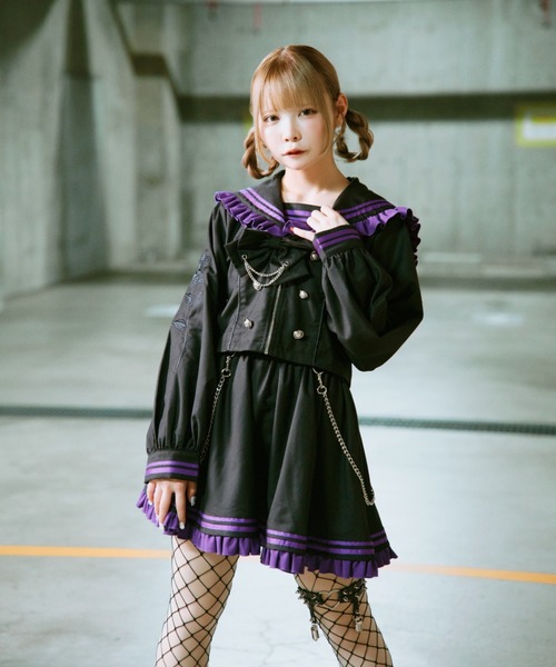 TRAVAS TOKYO(トラバス トウキョウ)の「『TRAVAS TOKYO/トラバス トーキョー』セーラーフリルセットアップ(セットアップ・レディース・ブラック×パープル/グレー/ブラック×ホワイト・M)」の11枚目の写真