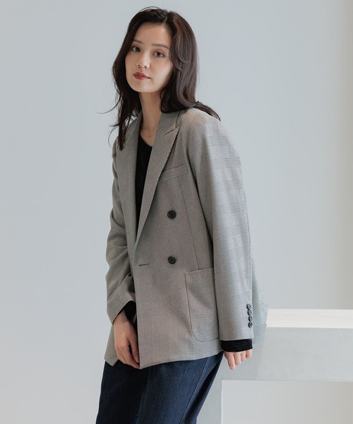 Andemiu（アンデミュウ）の「アソートWジャケット586647（テーラードジャケット・レディース・ネイビー/チェック/モカ・FREE）」の3枚目の写真