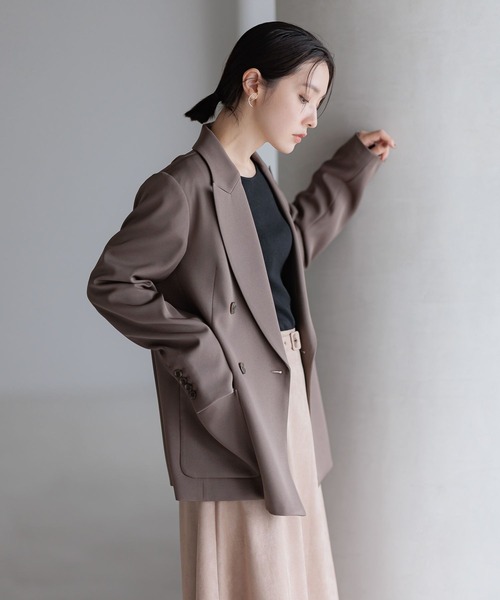 Andemiu（アンデミュウ）の「アソートWジャケット586647（テーラードジャケット・レディース・ネイビー/チェック/モカ・FREE）」の2枚目の写真