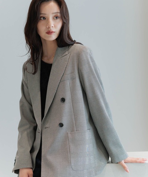 Andemiu（アンデミュウ）の「アソートWジャケット586647（テーラードジャケット・レディース・ネイビー/チェック/モカ・FREE）」の18枚目の写真
